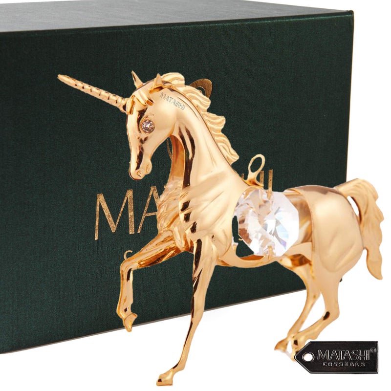 Matashi 24K Gold Plated Unicorn Ornament - Crystal Studded Hanging Decoration for Christmas Tree, Home, or Office - Unique for Mom, Grandma, Wife, Daughter Friends, and Family - Image 2